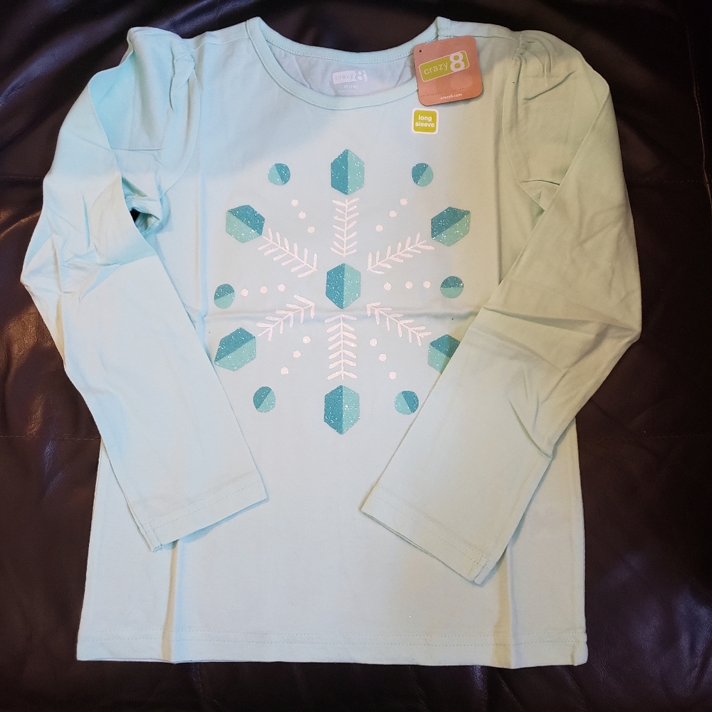 Crazy 8 Girls Long Sleeve Snowflake Shirt M 7/8